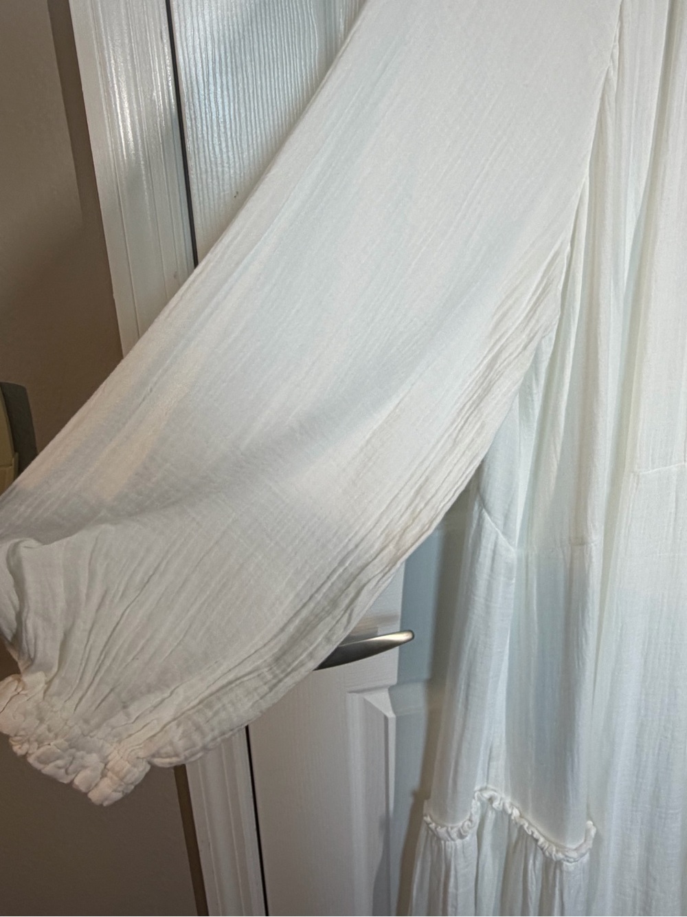 NWT! H&M White Maxi Peasant Dress with Tie Neck - Picture 9 of 14